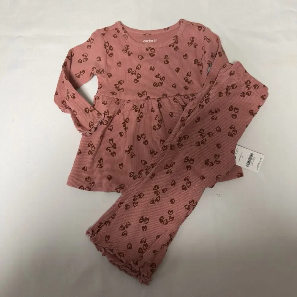 Carter's Baby Girls 2-Piece Floral Top & Flare Legging Set 12 Months Pink